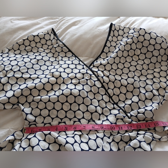 New. Asymetric Polka Dot Black/ Ivory Wrap 100% Silk Maxi Dress. - Picture 11 of 12